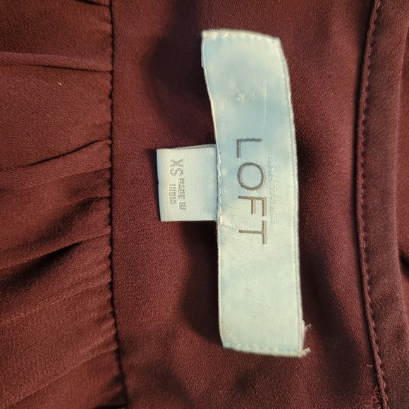 LOFT Burgundy Blue Long Sleeve Shift Dress    Size XS - Picture 9 of 13